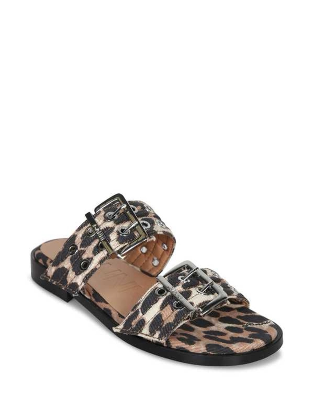 GANNI Leopard Denim Sandal
